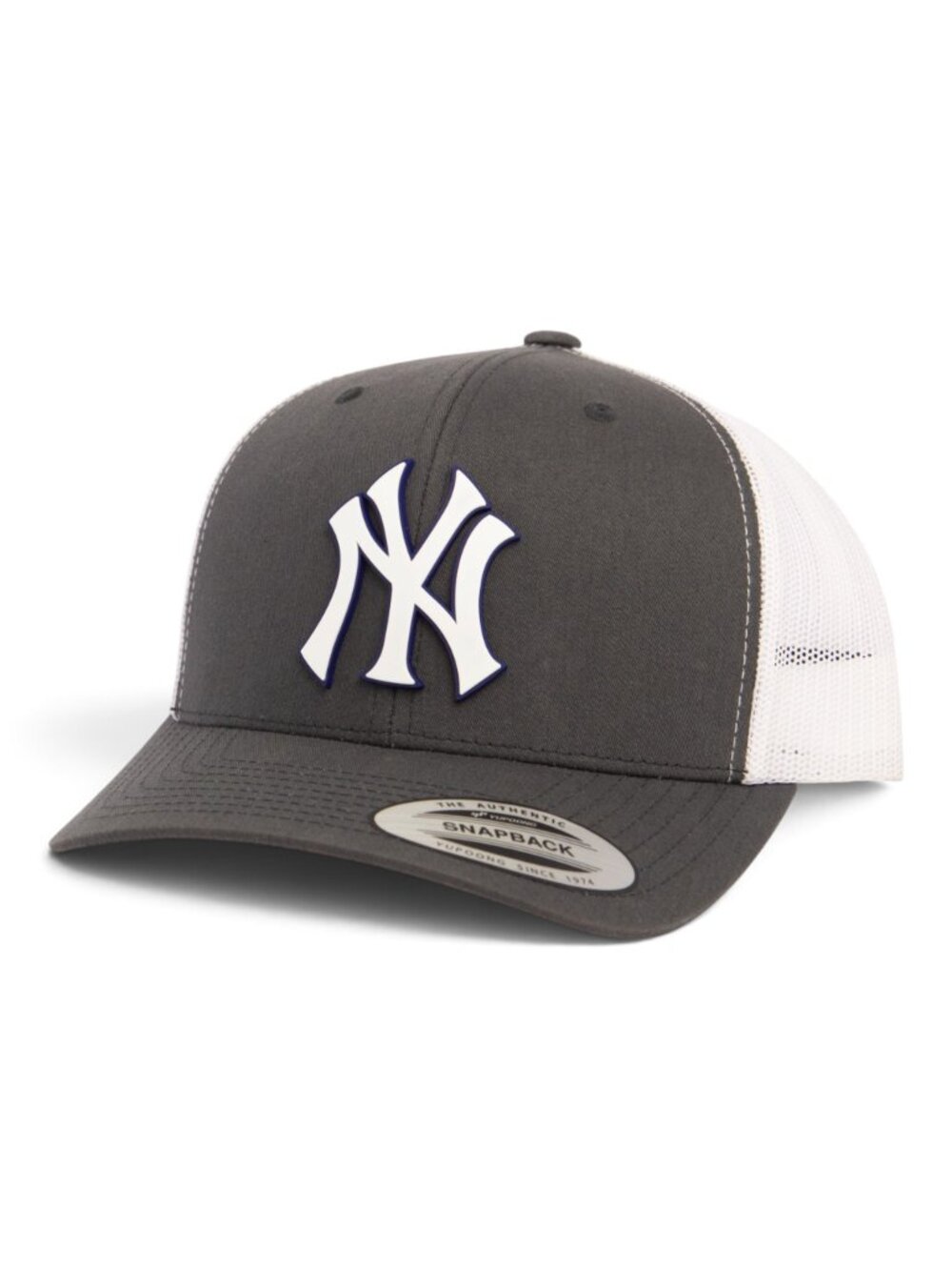 New York Yankees NY White 3D YP Snapback Trucker Hat- Charcoal/ White